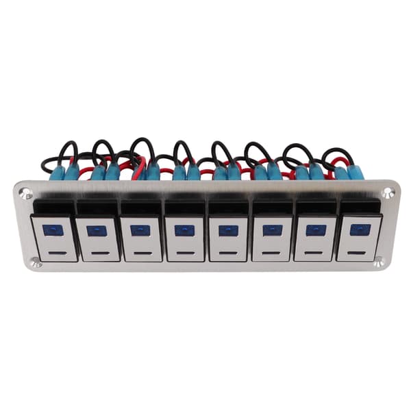 Vippebryterpanel 8-veis 12-24V 5-pinners blå lysbrytere av/på Lyskontrollpanel