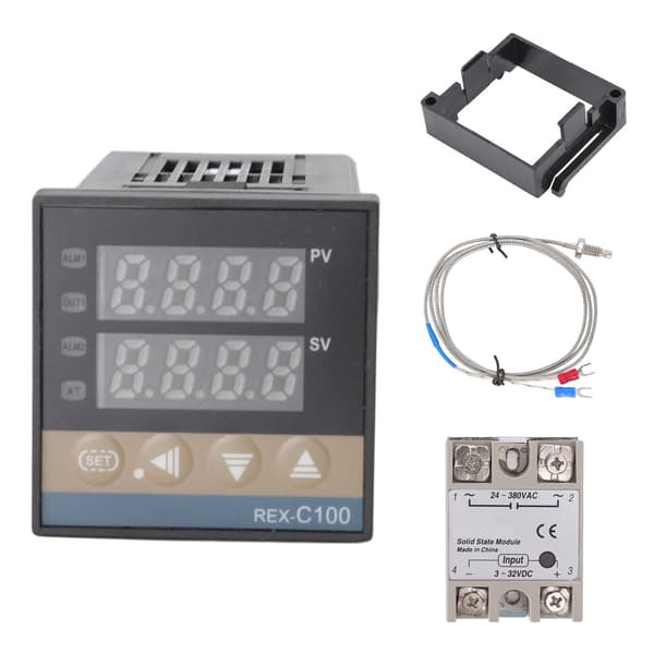 Digital PID Temperaturkontroller 100V-240V 1m M6 Imperial K Type Termoelement Relémodul 40A