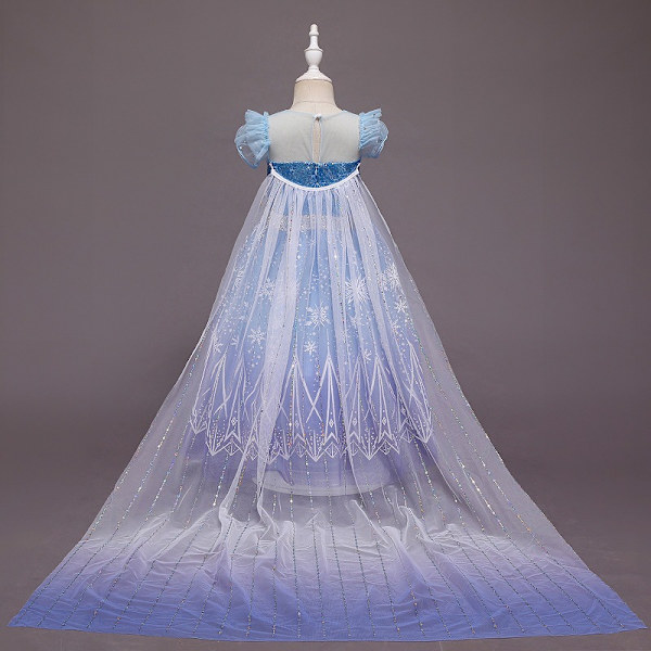 Princess Elsa print pailletter kjole med kappe 130cm