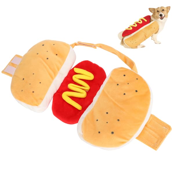 Gul Bomull Hot Dog Hamburger Kostyme for Hunder