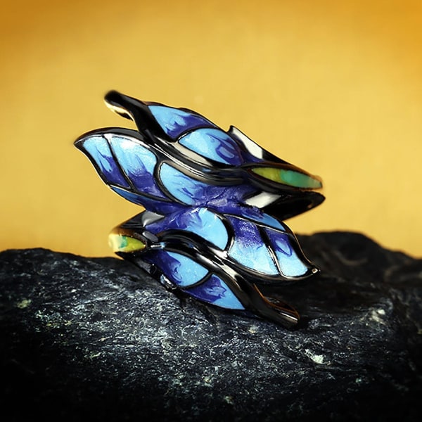 Dekorativ snygg kvinnlig ringgåva Elegant blandad färg Fjärilar Ring Smycken Tillbehör US 10