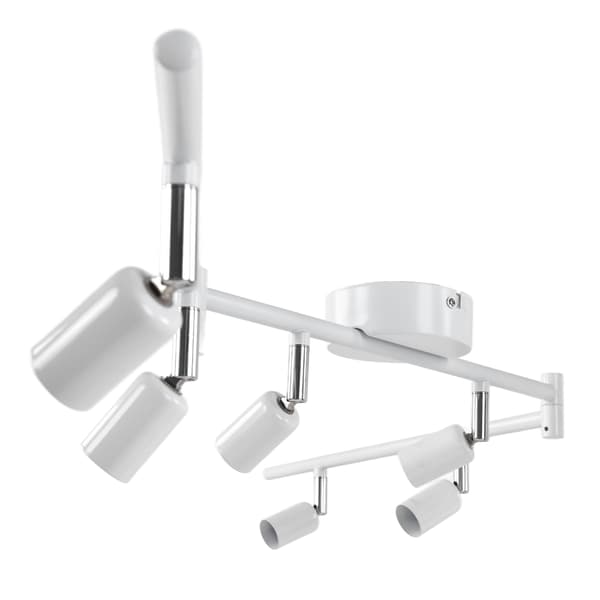 Roterbart spotlight-hode 6-veis taklampe GU10-sokkel 85-265V hvit