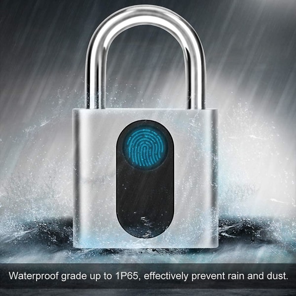 Sormenjälkiriippulukko, elektroninen ovenlukko Sormenjälkitunnistus Smart Keyless Vedenpitävä Turvallisuus Varkaudenesto Lukko