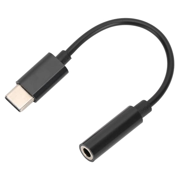 USB C till 3,5 mm Aux Ljudjack Adapter Hörlurskabel Svart