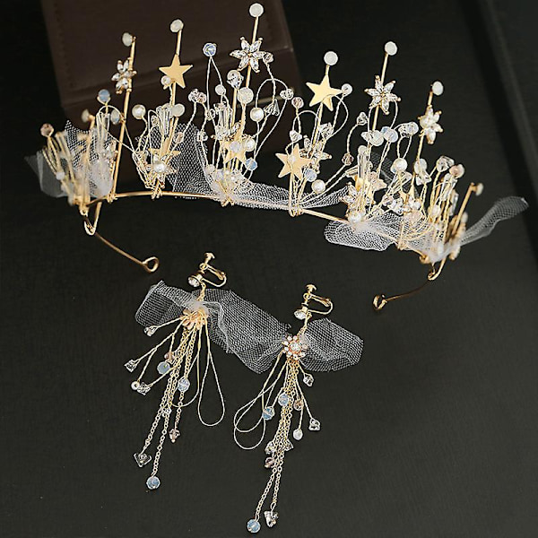 Pearl Crown pandebånd med kvast øreringe Halvcirkulært design Elegant letvægts langvarig til