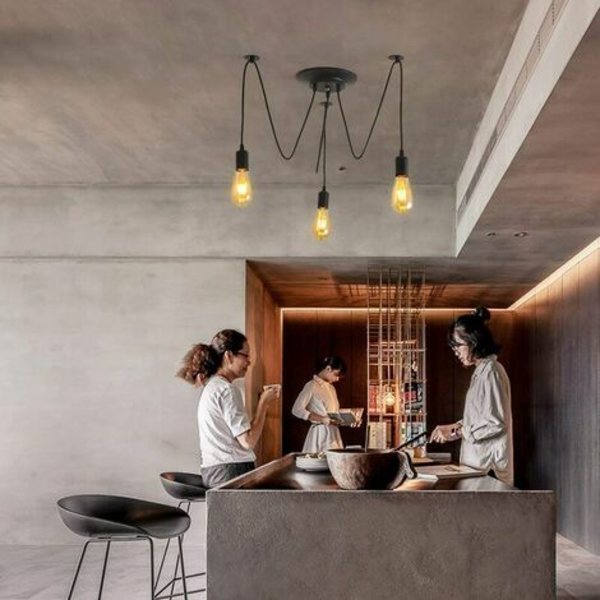 Lights 1,5M Justerbar DIY Pendel Ljuskrona för Living Room Bar Svart - Svart