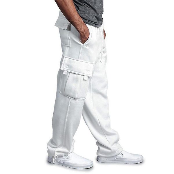 Miesten yksiväriset kiristysnauhahousut White XL