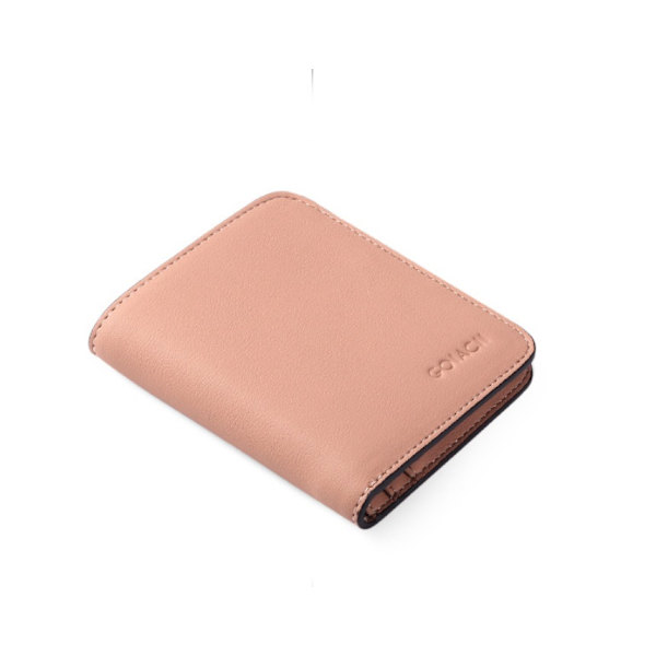 Kvinnors Compact Bifold lyxig plånbok i äkta läder light pink