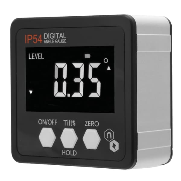 LCD Digital Vinkelmåler Inclinometer Hvid på Sort IP54
