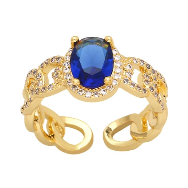 Ring Vintage Zircon Metallic Element Modesmycken Ac8658 Blue