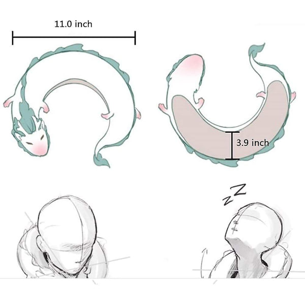 Anime Söpö valkoinen lohikäärmeen kaulatyyny U-muotoinen matkatyyny - nukkepehmolelu Haku lohikäärmeen kaulatyyny Pehmeä pehmo lohikäärmeräsynukke
