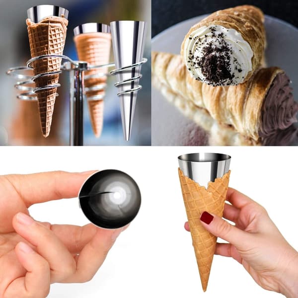 10 Cremehornforme i rustfrit stål, bageforme, kageforme, isvafler, stående kegleform