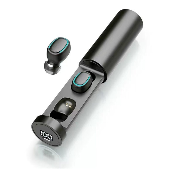 Trådlösa Bluetooth 5.0 brusreducerande hörlurar med Touch Control LED-skärm och IPX4 vattentätt case (svart)