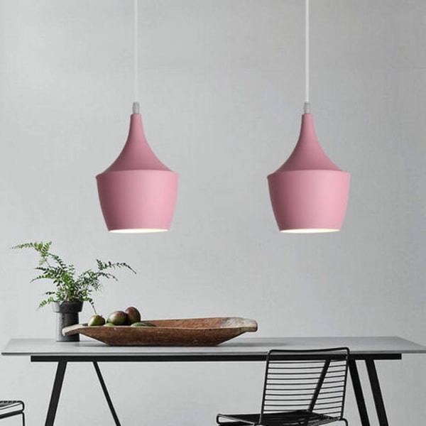 Creative Modern Pendel Lysekrone E27 Dekorativ Iron Pendel Lampe Soveværelse Stue (Pink) - Pink