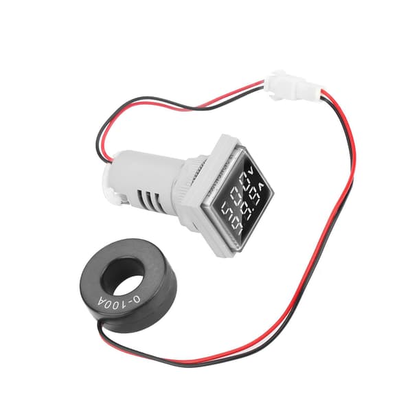LED Digital Display AC Spænding Strømmåler Indikator 22mm 0-100A Hvid