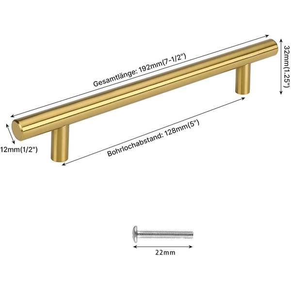 10 st, metallhandtag, kopparfärg 104-128 hålavstånd