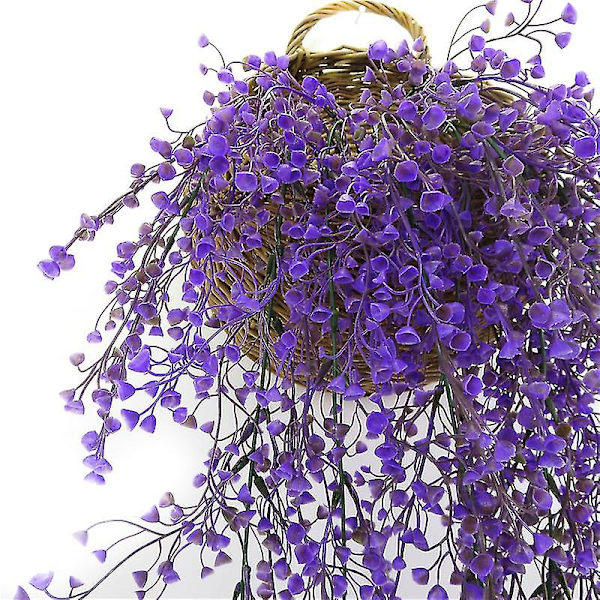 kunstige falske vinranker hængende blomsterplante Home Garden Decor 2PCS Purple