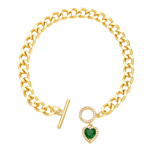 Armbånd Vintage Zircon Heart Stud Fashion smykker Ac10393 Green