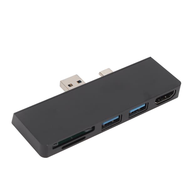 USB C Hub 4K HD Multimedia Interface Dataoverføring Doble USB3.0-porter 5 i 2 USB C Hub for Surface Pro 7 Svart