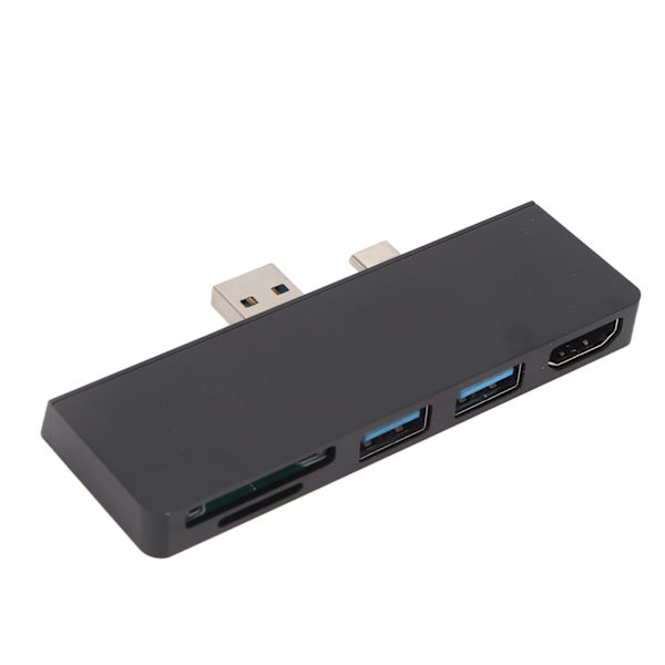 USB C Hub 4K HD Multimedia Interface Dataoverførsel Dobbelt USB3.0 Porte 5 i 2 USB C Hub til Surface Pro 7 Sort