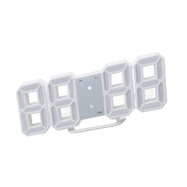 3D LED Digital Klocka Temperaturvisning Nattlampa Alarmfunktion Vit Hemvägg