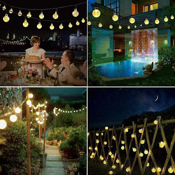 2,4 cm Bubble Ball Light Warm White 7m 50 Lights 8 Functions Solar Bubble Ball String Lights, för inomhus och utomhus, hol