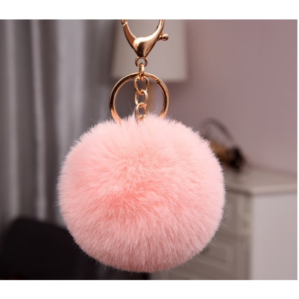 Pink Imitation Rex Rabbit Hairball Pendant 8cm Dame Bagage Hairball Pendant Nøglering Sko og Hatte Tøj Hairball Pendant Dekoration,