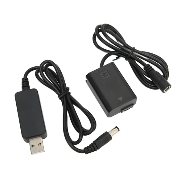 Sony A7 A7R A7S II FW50 DC Kobling Sort Fuld Dekodning Dummy Batteri med USB Adapterkabel