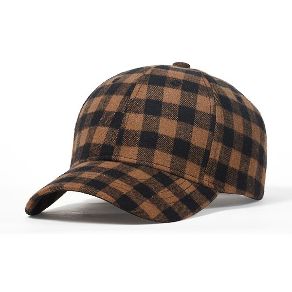 Plaidprint baseballkasket Justerbar blød bomuld Klassisk mode sort og rød ternet K334