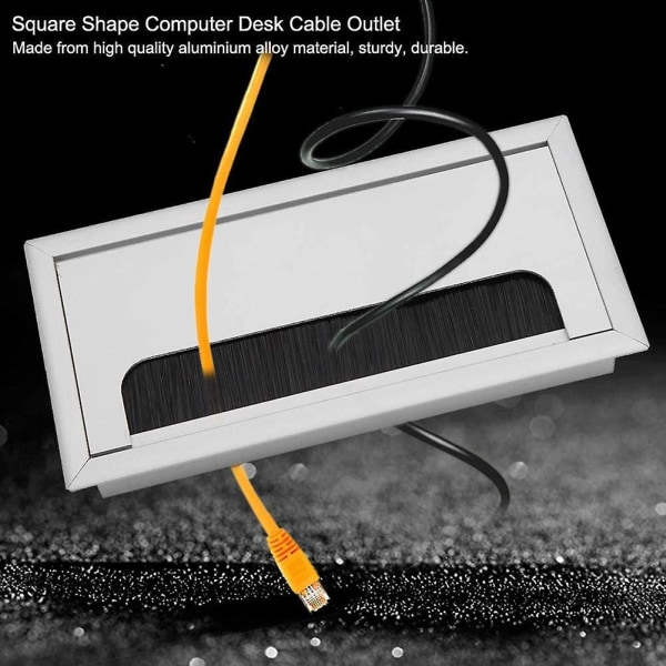 Firkantet indsænket kabelforskruning Kabelkonnektor Tråd Kabelforskruning med børsteforsegling Kabel Rengøring Kabelstyring til skrivebordsbord (medium)