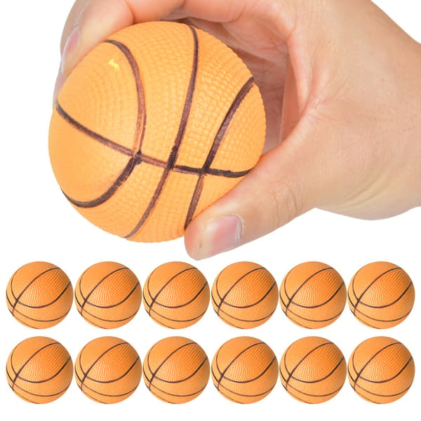 12 stk. 6,3 cm Bløde EVA Elastiske Bolde til Børnelegeplads - Trykreducerende Stressbold til Børn - Basketball