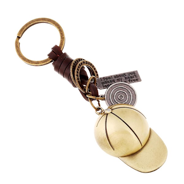 1kpl Baseballhattu avaimenperä Charm metalliseos nahka Cool vintage auton avaimenperä Avaimenperä Kukkaro Laukku Riipus juhla