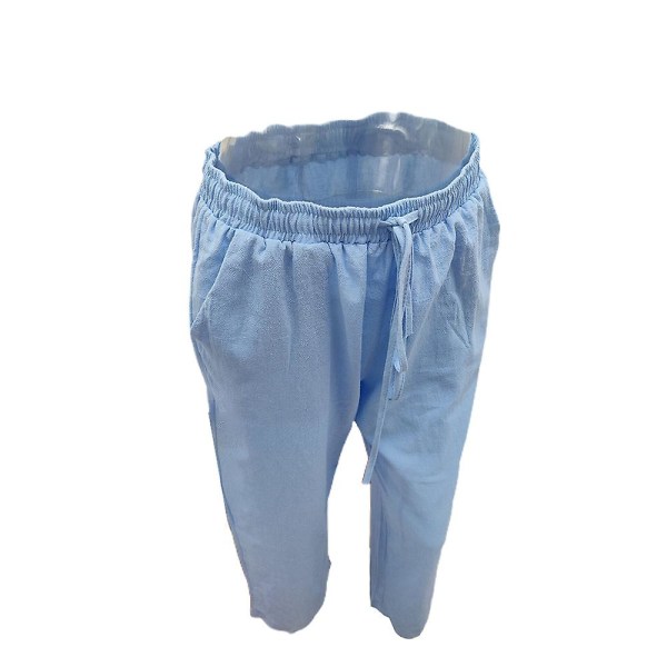 Naisten kiristysnyörillä joustavat leveät housut Light Blue 3XL