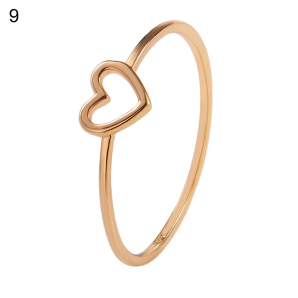 Kvinder Simple Udhulet hjerte Ring Valentine Foreslå Circlet smykker gave Golden US 9