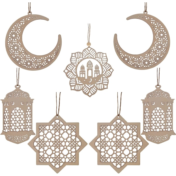 Ramadandekoration, Eid Heminredning Trähängen, Ramadan Eid Mubarak Hängande Måne Vindlampa Form Dekoration Eid Dekoration