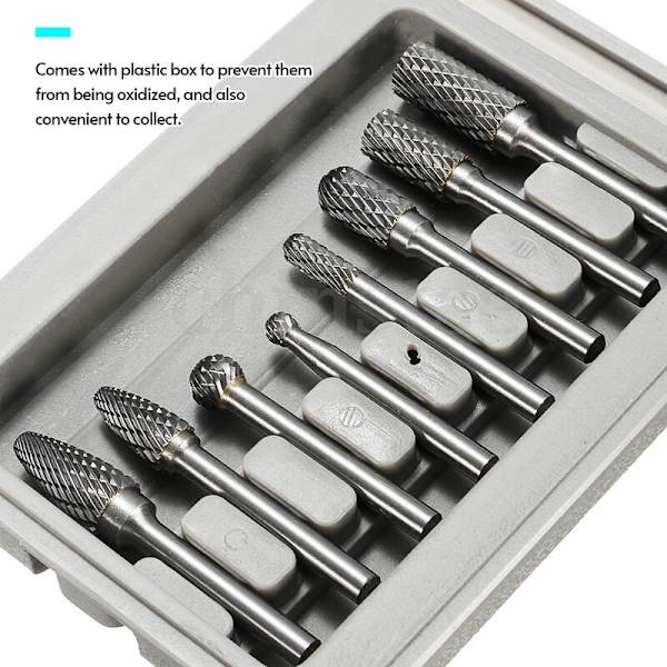 8-pakkaus 1/8" Double Cut Hard Burr set