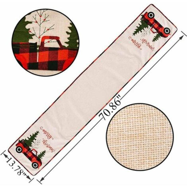 Julbordslöpare Juldekorationer - Red Truck Julbordslöpare, Merry Christmas Broderad Table Runne