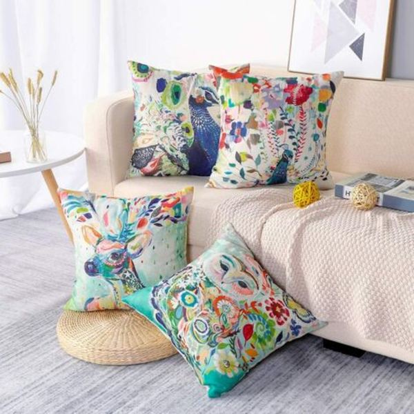 4 kpl cover set , polyesteriä ja pellavaa koristeellinen tyynynpäällinen case auton kodin sisustukseen tyynynpäälliset 45 x 45 cm (eläin