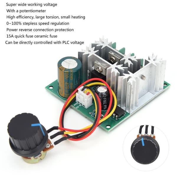 DC 6V til 90V 0,01 til 1000W PWM Motorhastighedsregulator med Sikring
