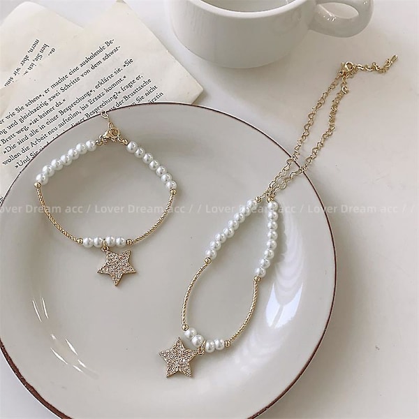 Halsband Pearl Star Stud Modesmycken Ac1135