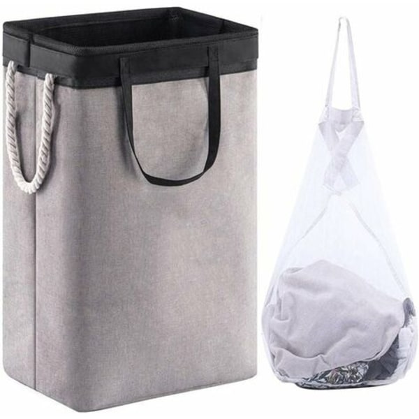 Tvättkorg med lockhandtag och hopfällbara ställ med inbyggt foder för sovsal Leksakskläder Förvaring 41 x 31 x 60