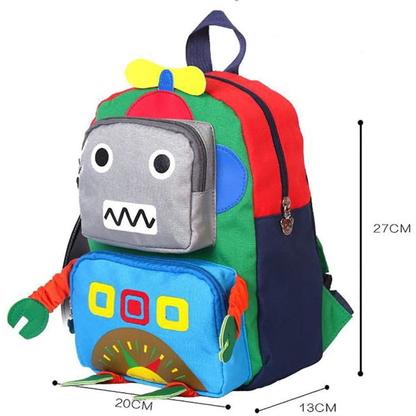 Barn Ryggsäck Tecknad 3d Robot Dagis Ryggsäck-Röd Red