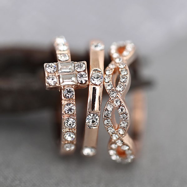 3st/ set Ring Kit Dekorativ Minimalistisk Distinkt Individualitet Finger Ring Set för dagligt bruk US 8