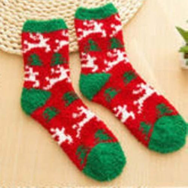 Christmas Lady Soft Fluffy Bed Sovstrumpor Elk 2 Pairs
