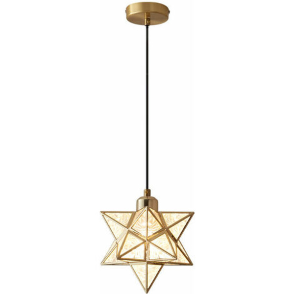 Modern Moravian Star Chandelier Transparent Hanging Star Lamp (guld)