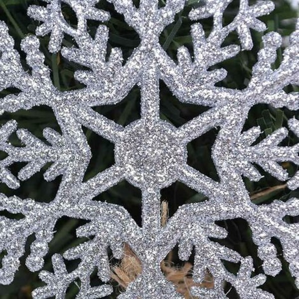 20 kpl Joulukoristeita lumihiutaleita joulukuuseen - Halkaisija: 10 cm - Hopea