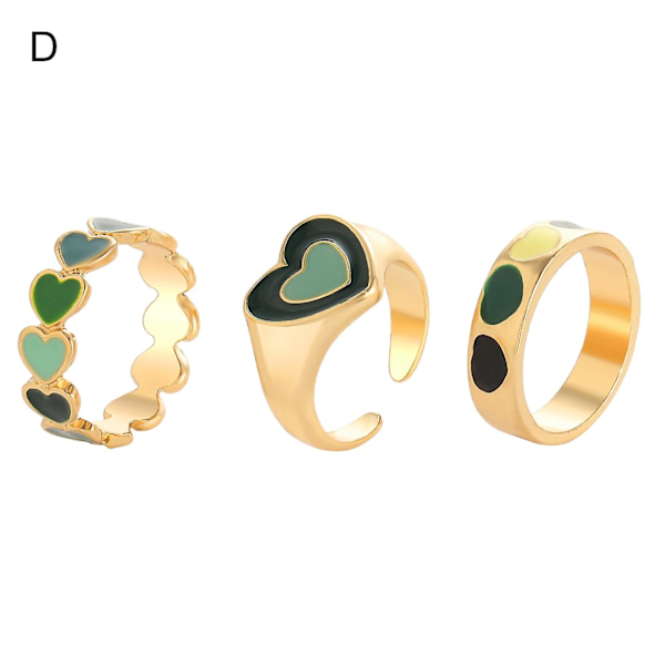 1 Set Knuckle Rings Heart Stackable Women Exquisite All Match Finger Rings For Party D