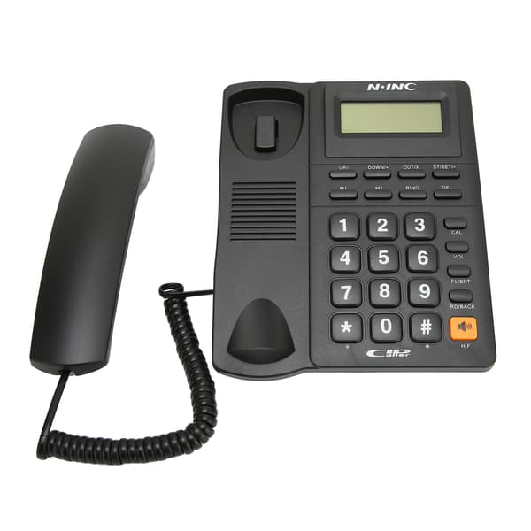 Hurtig fastnettelefon Multifunktionsopkalds-ID Hurtigvalg Seneste nummer Genopkald Bordtelefon til hjemmekontor Sort