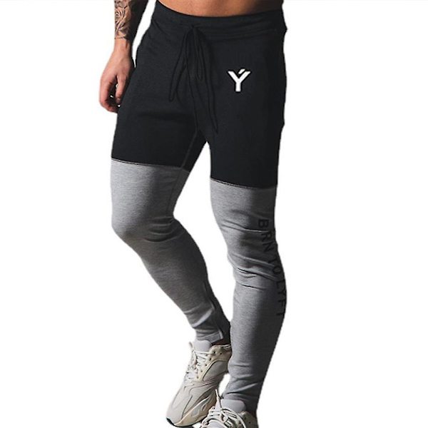 Långa färgblock Slim Fit träningsbyxor för män Grey M