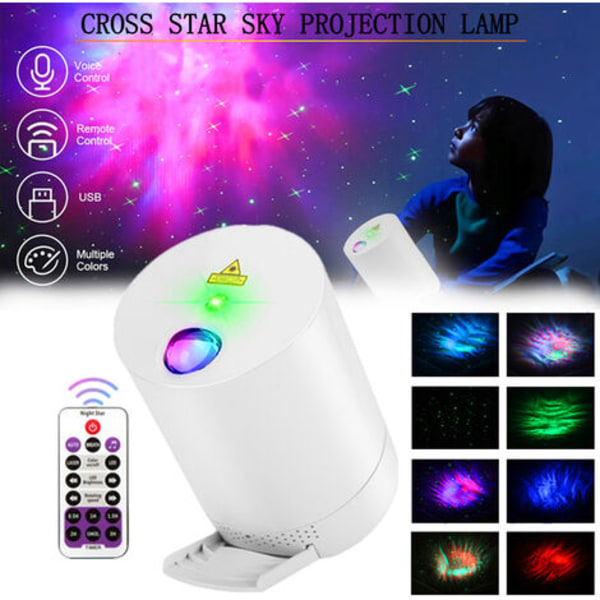 Starry Sky-projektor, Ocean Wave Galaxy-lampa med fjärrkontroll, Nebula Kids Room Justerbar hastighet Ljusstyrka, Starry S